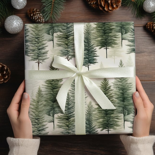 Salbeigrüner Kiefernbaum Geschenkpapier (Von Creator hochgeladen)