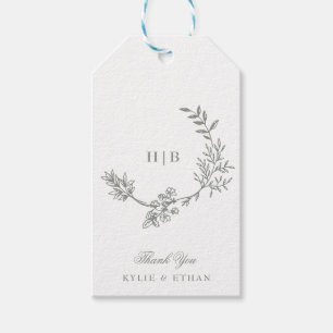 Salbeigrüner klassischer Kranz Monogramm Foto Hoch Geschenkanhänger
