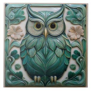Salbeigrüner Kunststoff-Relief-Art-Nouveau-Uhu Fliese