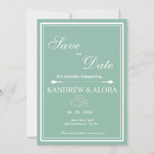 Salbeigrüner Minimalist Save-the-Date-Kalender Save The Date