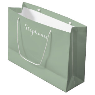Salbeigrüner Minimalistischer Einfacher Name Boho  Große Geschenktüte
