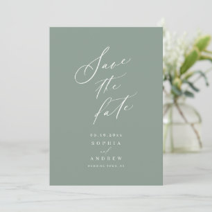 Salbeigrüner moderner Skript-Minimalist Save-the-D Save The Date