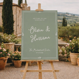 Salbeigrüner Oliven-Altes-Geld-Garten-Hochzeitsemp Poster