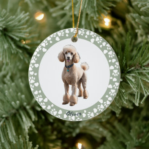 Salbeigrüner personalisierter Foto-Tierverlust-Ged Keramik Ornament