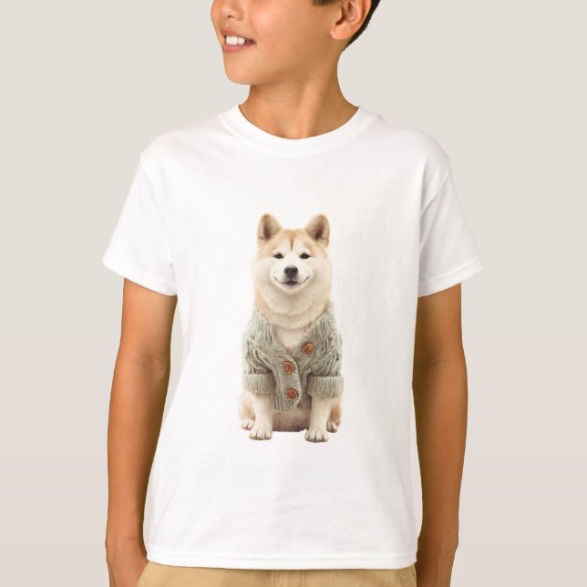 Salbeigrüner Pullover Akita Kinder (Vorderseite)