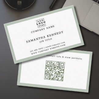 Salbeigrüner Rahmen QR-Code Professionelles indivi Visitenkarte
