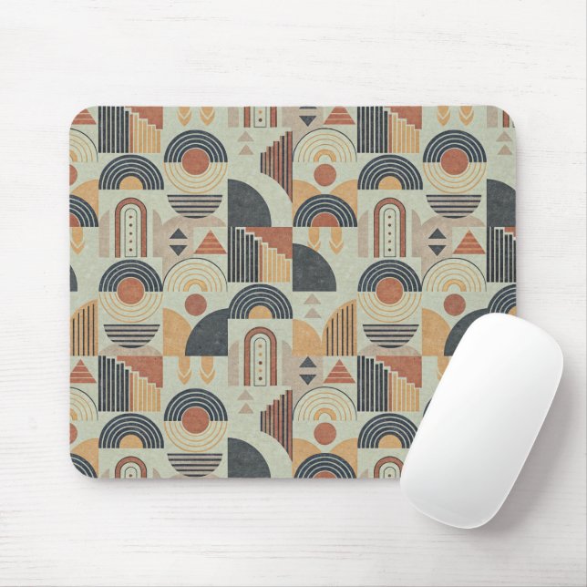 Salbeigrüner Retro-Geometrischer Mauspad (Mit Mouse)