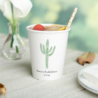 Salbeigrüner Saguaro-Kaktus-Junggesellinnenabschie Pappbecher