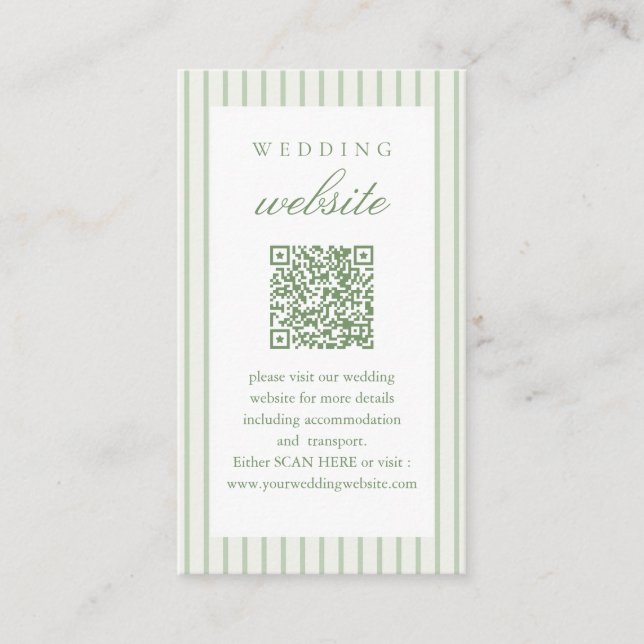 Salbeigrüner Scanne Mich QR-Code Hochzeitsinfo Begleitkarte (Vorderseite)