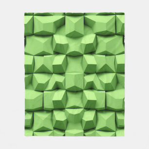 Salbeigrünes 3D-Geometrie-Würfelmuster Fleecedecke