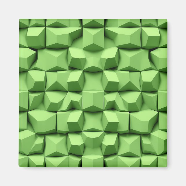 Salbeigrünes 3D-Geometrie-Würfelmuster Magnet (Vorne)