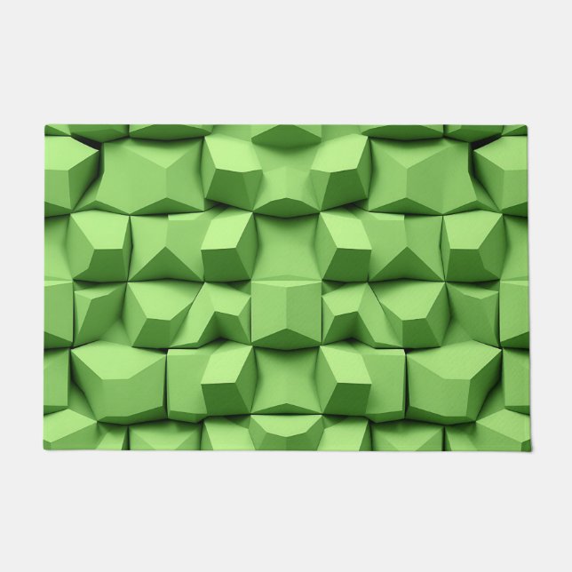 Salbeigrünes 3D-Geometrisches Würfelmuster Fußmatte (Vorderseite)