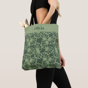 Salbeigrünes abstraktes Korallen-Blumenmuster naht Tasche