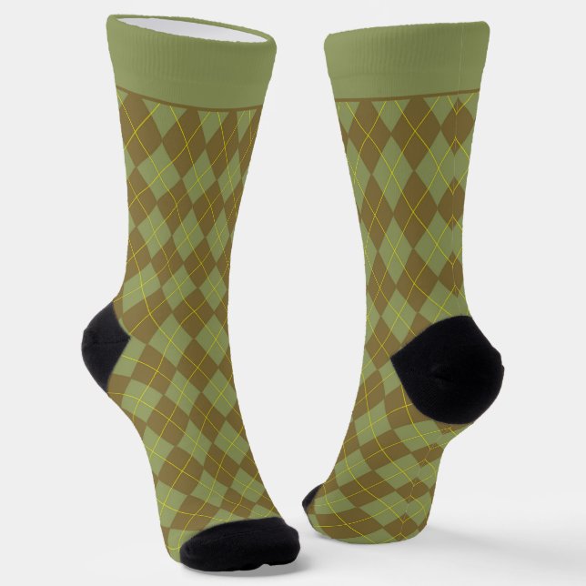 Salbeigrünes Argyle-Muster Socken (Gewinkelt)