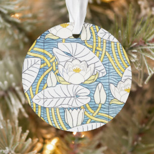 Salbeigrünes Art Nouveau Seerosenmuster Ornament