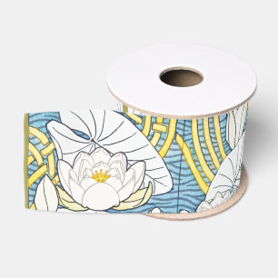 Salbeigrünes Art Nouveau Seerosenmuster Ripsband