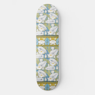 Salbeigrünes Art Nouveau Seerosenmuster Skateboard