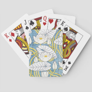 Salbeigrünes Art Nouveau Seerosenmuster Spielkarten