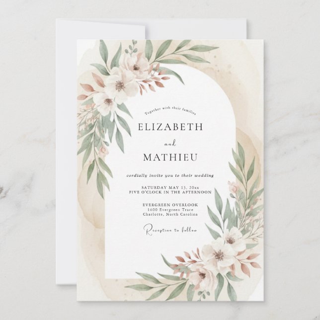 Salbeigrünes Ätherisches Boho-Hochzeit Einladung (Vorderseite)