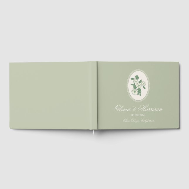 Salbeigrünes Blumen Hochzeitsgästebuch Gästebuch (Voll)