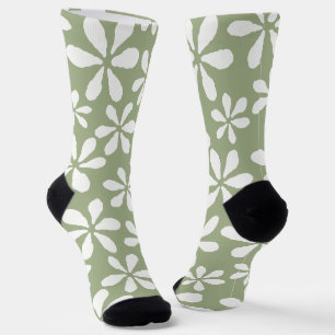 Salbeigrünes Blumenmuster Moderne hübsche Blütenmu Socken