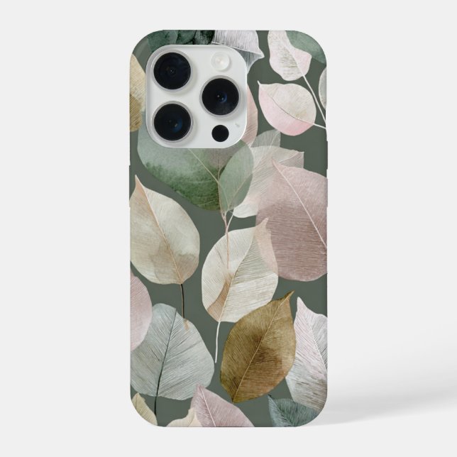 Salbeigrünes botanisches Blatt  – Boho-Neutral iPhone 15 Pro Hülle (Rückseite)