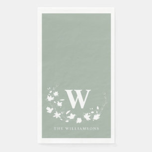 Salbeigrünes Botanisches Monogramm Familie Persona Serviette