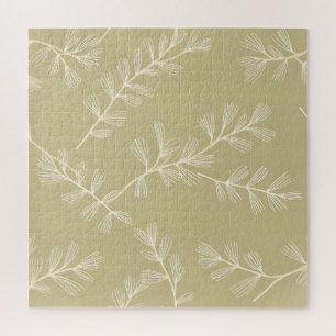 Salbeigrünes botanisches Muster Cream handgezeichn