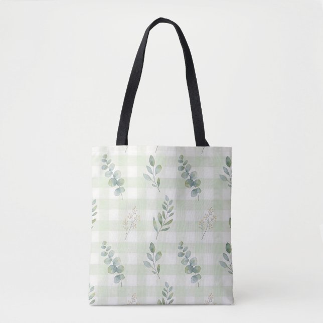 Salbeigrünes botanisches nahtloses Design Tasche (Vorderseite)