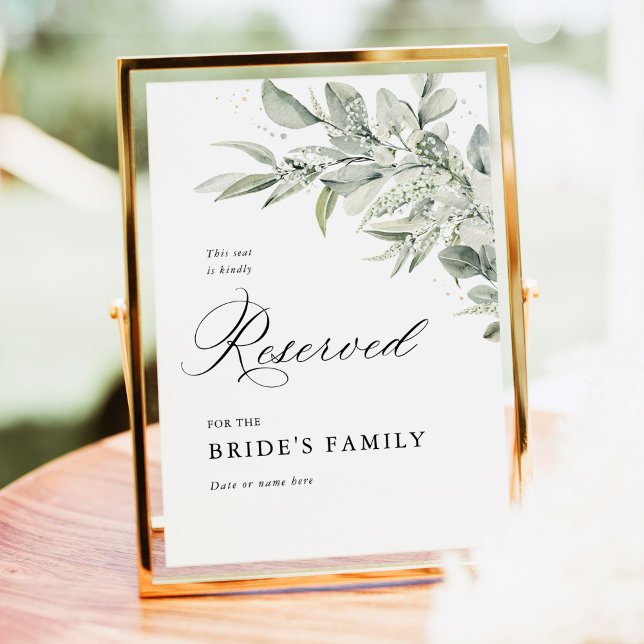 Salbeigrünes botanisches reserviertes Sitzschild 5 Poster (Sage green botanical reserved seating sign, wedding stationery, greenery table decor outdoor)