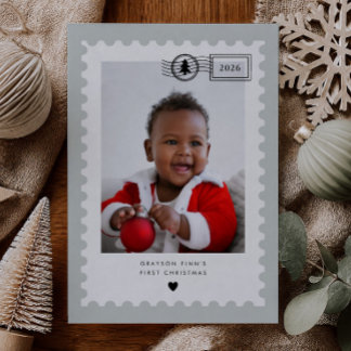 Salbeigrünes Briefmarken-Babys erstes Weihnachten
