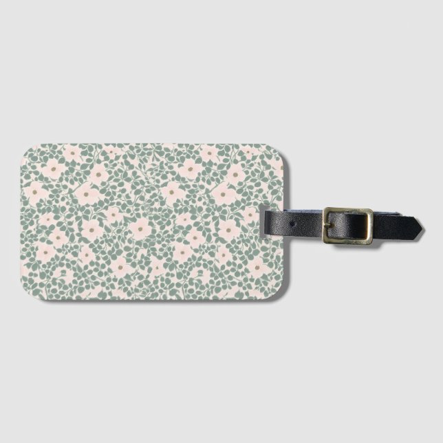Salbeigrünes Ditsy-Blumenmuster Gepäckanhänger (Vorderseite (Horizontal))