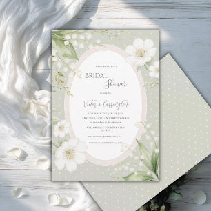 Salbeigrünes florales Vintage-Brautjungfernparty Einladung