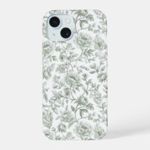 Salbeigrünes florales vintage Toile-Muster