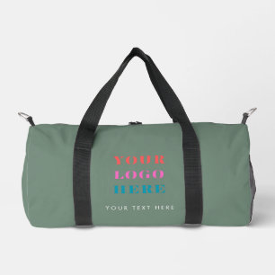 Salbeigrünes Geschäftslogo & Text Fitness Duffle Bag