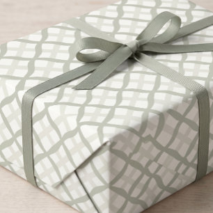 Salbeigrünes Gittergitter Preppy-Gartenparty Geschenkpapier