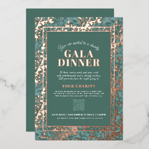 Salbeigrünes Gold-Botanik-Muster-Gala-Dinner-Event Folieneinladung