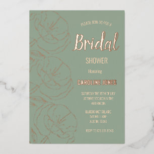 Salbeigrünes Goldfolien-Blumen- Elegantes Brautbad Folieneinladung