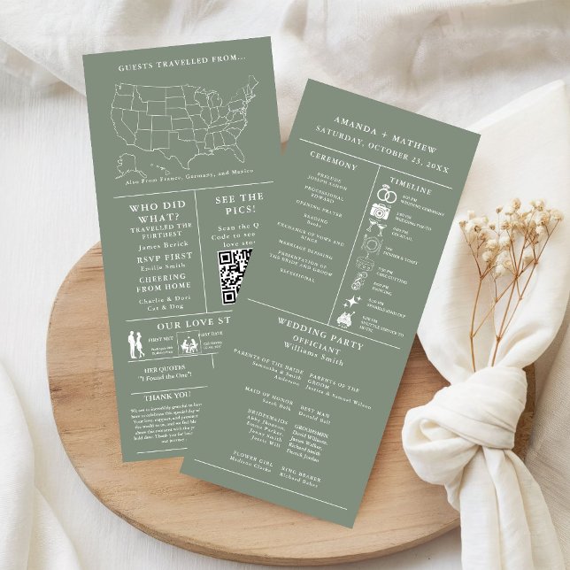 salbeigrünes Hochzeitsinfografik-Programm (Von Creator hochgeladen)
