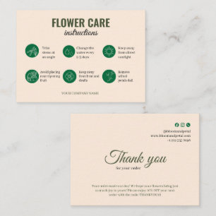 Salbeigrünes Icon-Blumenpflege-Dankeschön-Karte Visitenkarte