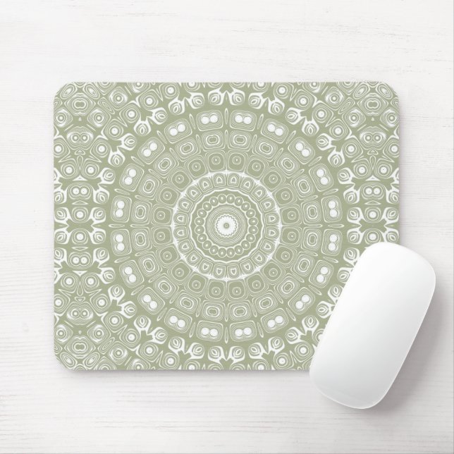 Salbeigrünes Mandala-Muster Mousepad (Mit Mouse)