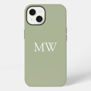 Salbeigrünes Monogramm Initialen Trendy Boho iPhone Hülle