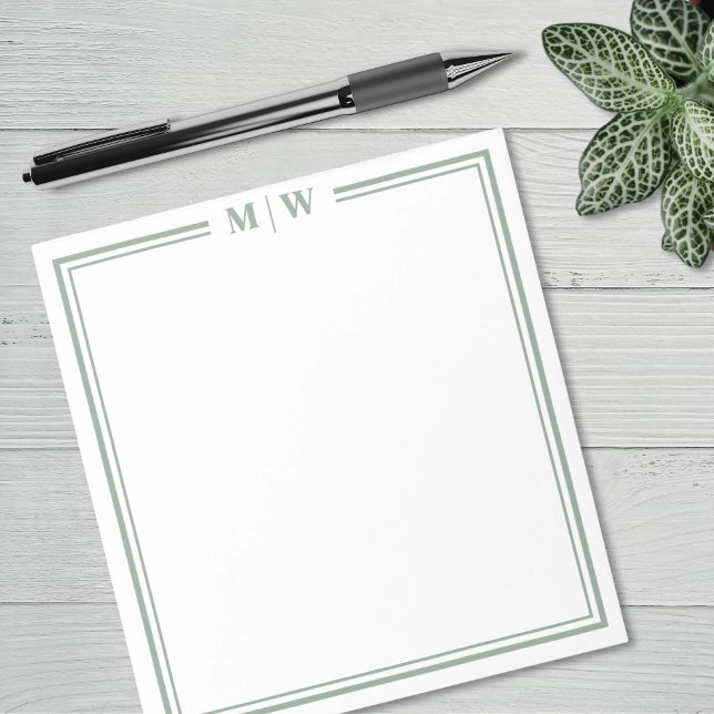 Salbeigrünes Monogramm Notizblock (Sage Green Monogram Notepad)