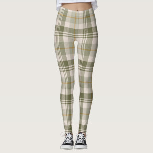 Salbeigrünes neutrales Karomuster Leggings