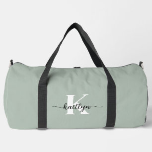 Salbeigrünes Schriftmonogramm Duffle Bag