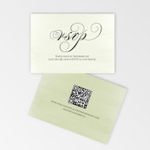 Salbeigrünes Skript QR-Code Hochzeits-RSVP Antwort