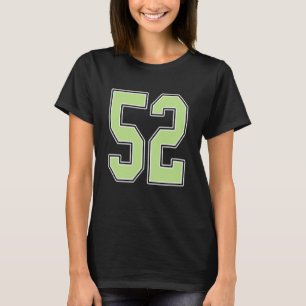 Salbeigrünes und weißes Trikot Nummer 52 Spieler U T-Shirt