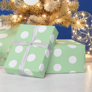 Salbeigrünes und weißes Tupfenmuster  Geschenkpapier