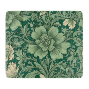 Salbeigrünes Vintage-Blumenmuster  Schneidebrett