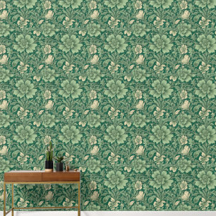 Salbeigrünes Vintage-Blumenmuster  Tapete